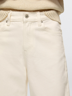 Massimo Dutti Укороченные джинсы средней посадки с широкими штанинами, экрю