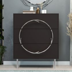 Комод Арт Колор matte Стайл Сильвер с 3 ящиками Терпкий коричневый матовый