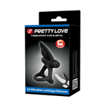 Черное эрекционное кольцо с 10 режимами вибрации и подхватом мошонки (Цвет: черный)