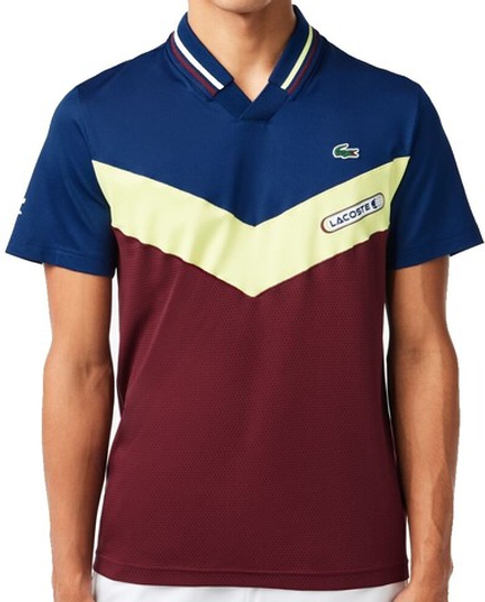 Теннисное поло Lacoste Tennis x Daniil Medvedev Seamless Effect Polo Shirt - bordeaux/lime/navy blue