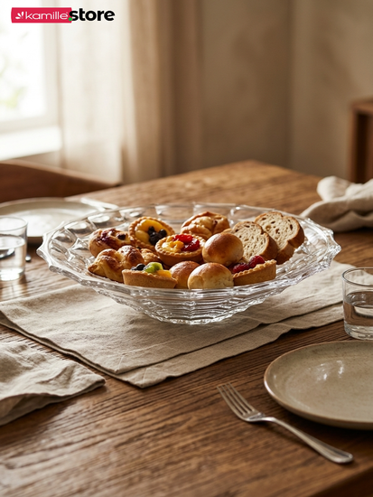 Фруктовница 36х7 см. хрустальное стекло с рельефным узором