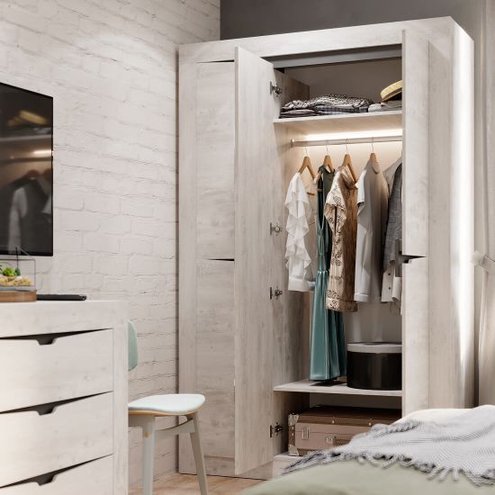 Леонардо bts ШК-35 Шкаф бетон пайн светлый/графит