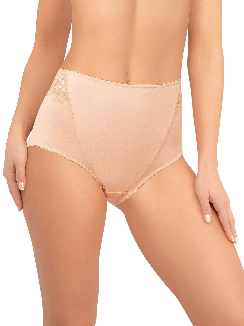 Хлопковые трусики-слипы с завышенной линией талии (Размер: 5X) (Цвет: белый)