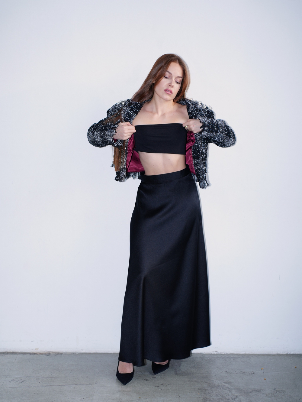 Юбка "В шелках" черная макси