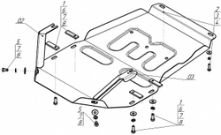 Защита стальная 2 мм КПП, РК Mercedes-Benz ML350 W-166 2012-2015 гг MOTODOR.71201