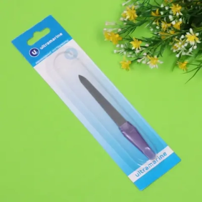 Пилка для ногтей металлическая на блистере «Ultramarine», цвет ручки микс, цвет пилки серебро,12,7см