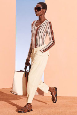 ZARA БРЮКИ СО СРЕДНЕЙ ТАЛИЕЙ ИЗ ТРИКОТАЖА, ЖЕЛТОВАТО-БЕЛЫЙ