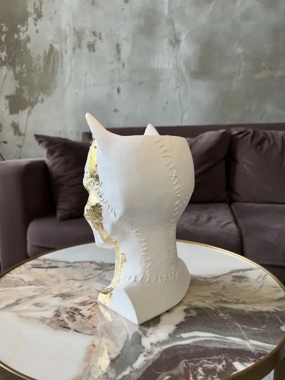 Кашпо Кошка Гипсовая голова Ваза скульптура горшок