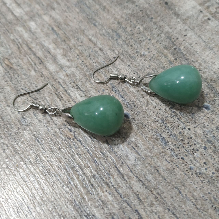 Серьги Жадеит форма капля большая