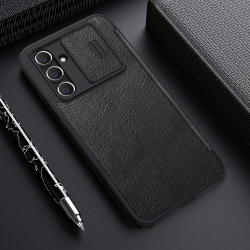 Кожаный чехол книжка от Nillkin для Samsung Galaxy A54 5G, серия Qin Pro Leather с защитной шторкой для камеры