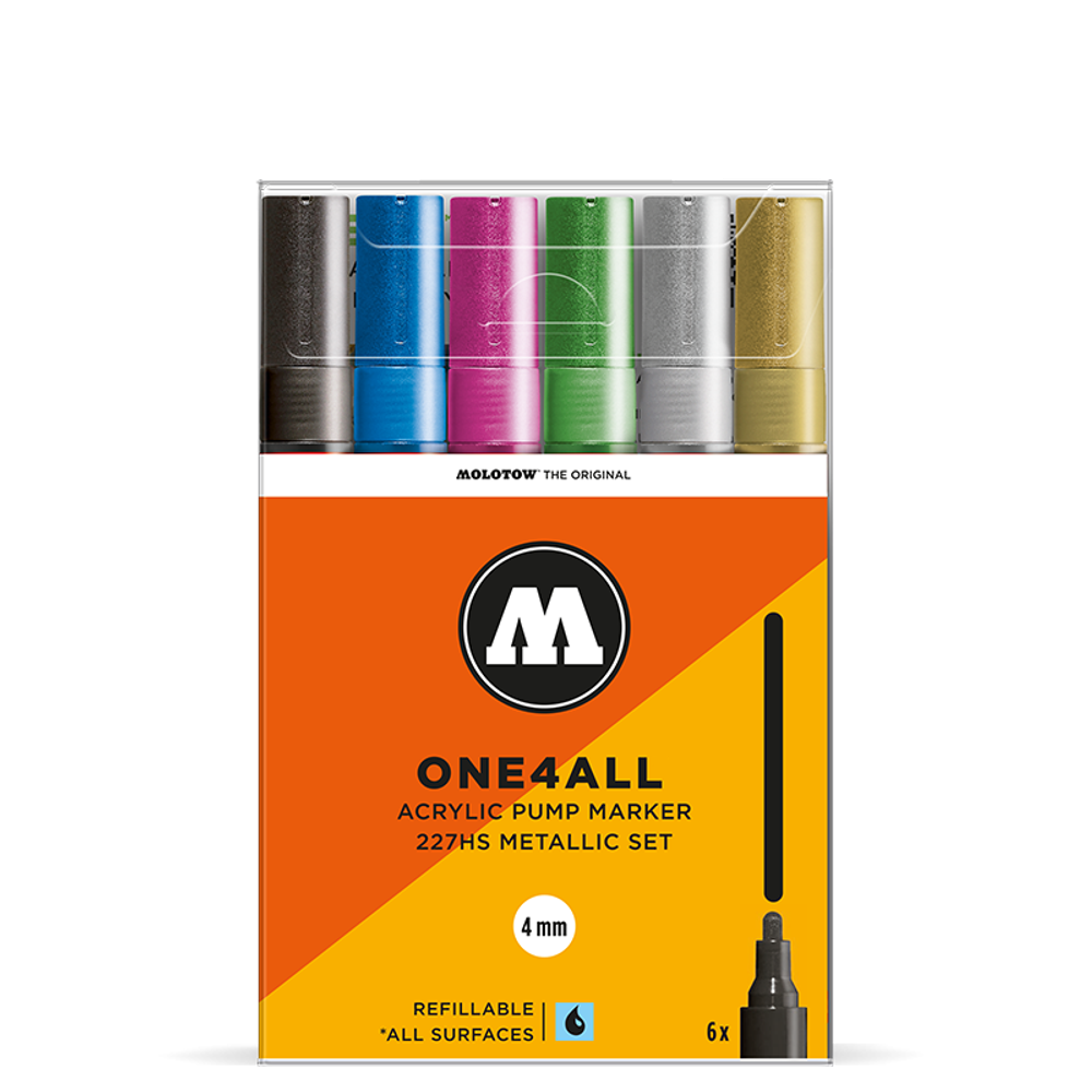 Набор маркеров Molotow ONE4ALL 227HS - 6шт Metallic-Set (4мм)
