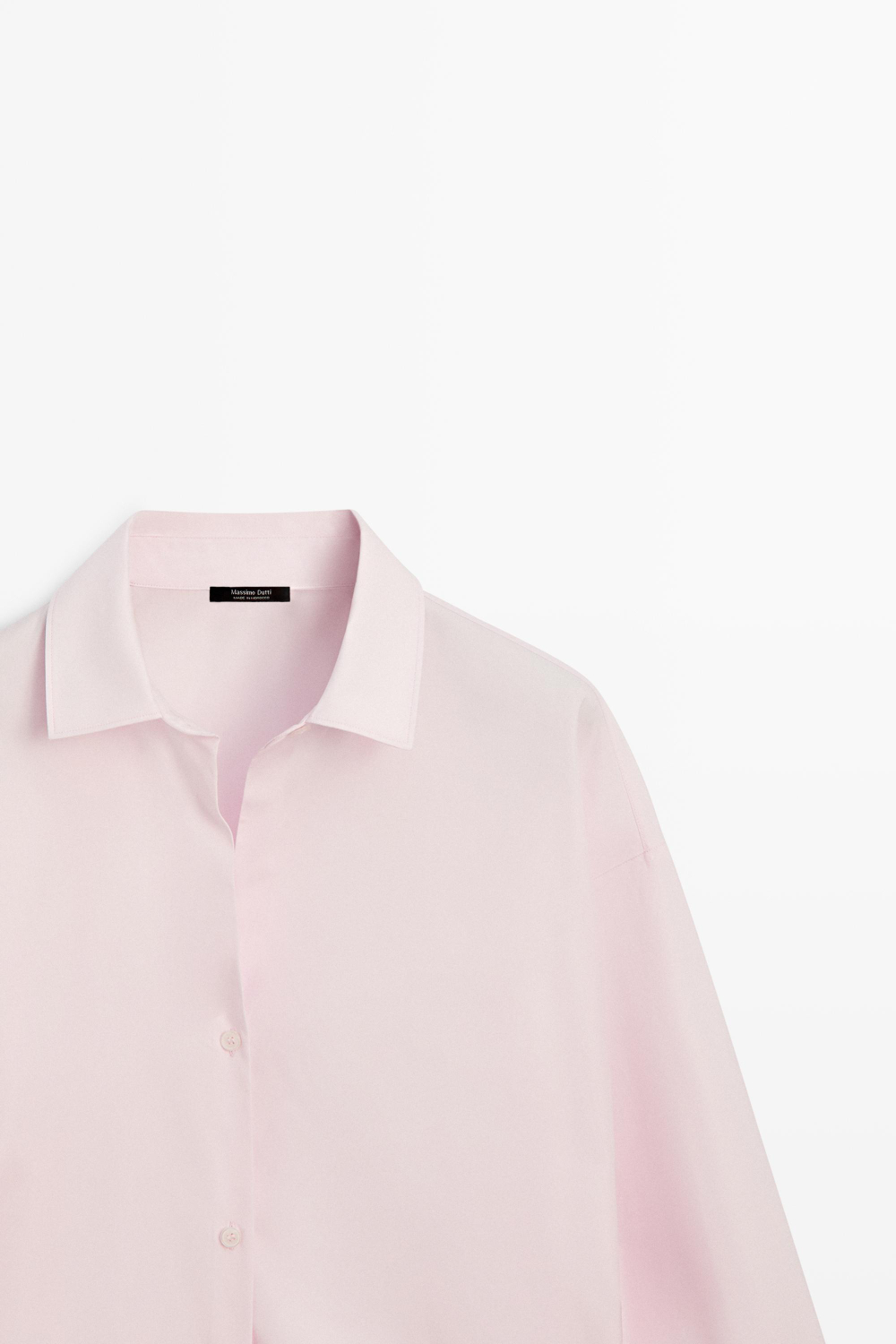 Massimo Dutti Рубашка из хлопкового поплина с вытачками, розовый