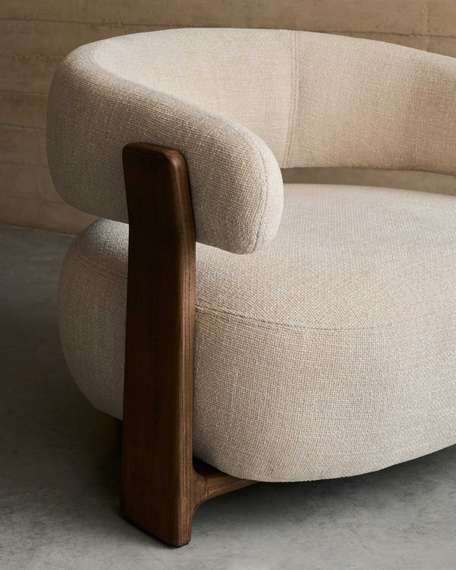 Кресло Granite на 3 ножках, бежевый шенилла, массив ясеня в отделке орех