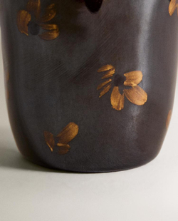 ZARA HOME СТАКАН ДЛЯ ЗУБНЫХ ЩЕТОК С ЦВЕТОЧНЫМ УЗОРОМ, КОРИЧНЕВЫЙ