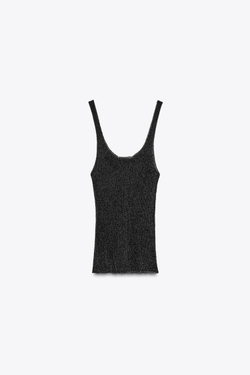 ZARA ТОП ИЗ ТКАНИ С ЛЮРЕКСОМ, ЧЕРНЫЙ