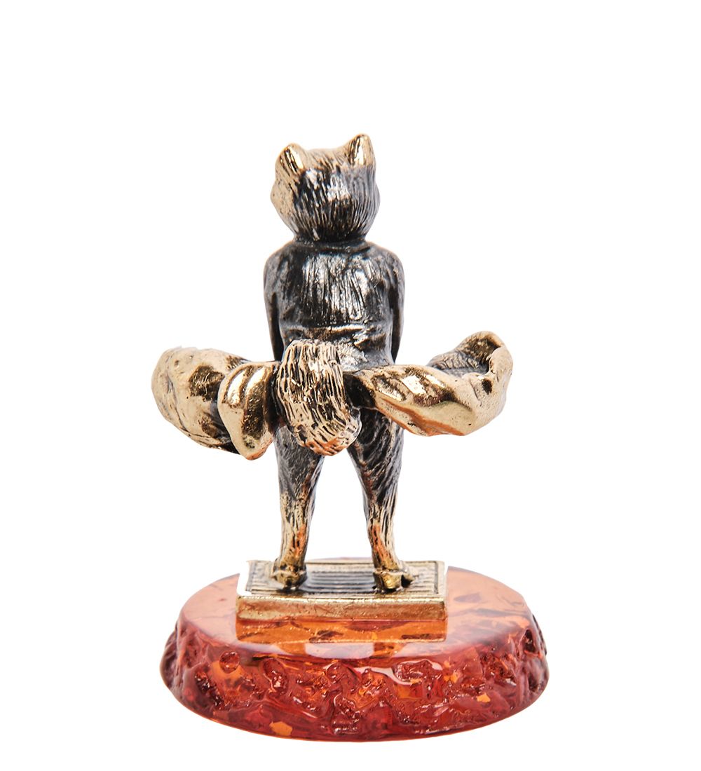 Народные промыслы AM-3105 Фигурка «Кошка Мерлин Монро» (латунь, янтарь)