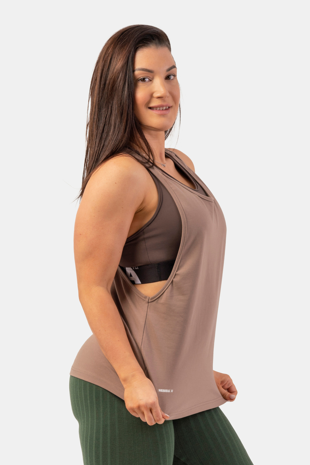 Майка SLEEVELESS LOOSE CROSS BACK TANK TOP "FEELING GOOD" 419 Бежевая