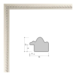 Фоторамка 15х21 см, белая, орнамент серебро, арт. 1521.707235