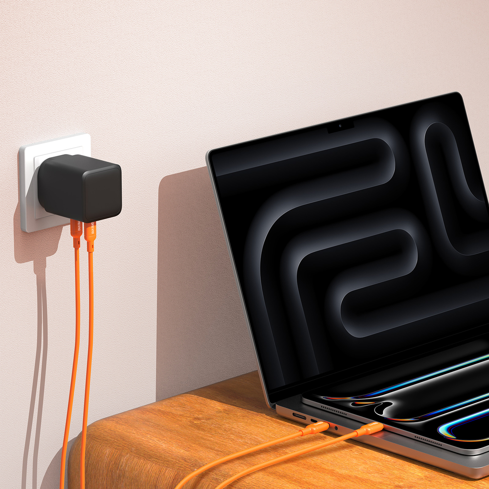 Оранжевый силиконовый кабель 60W разъем с USB-C на USB-C, длина 100см (1м), серия SILI Series от Dux Ducis