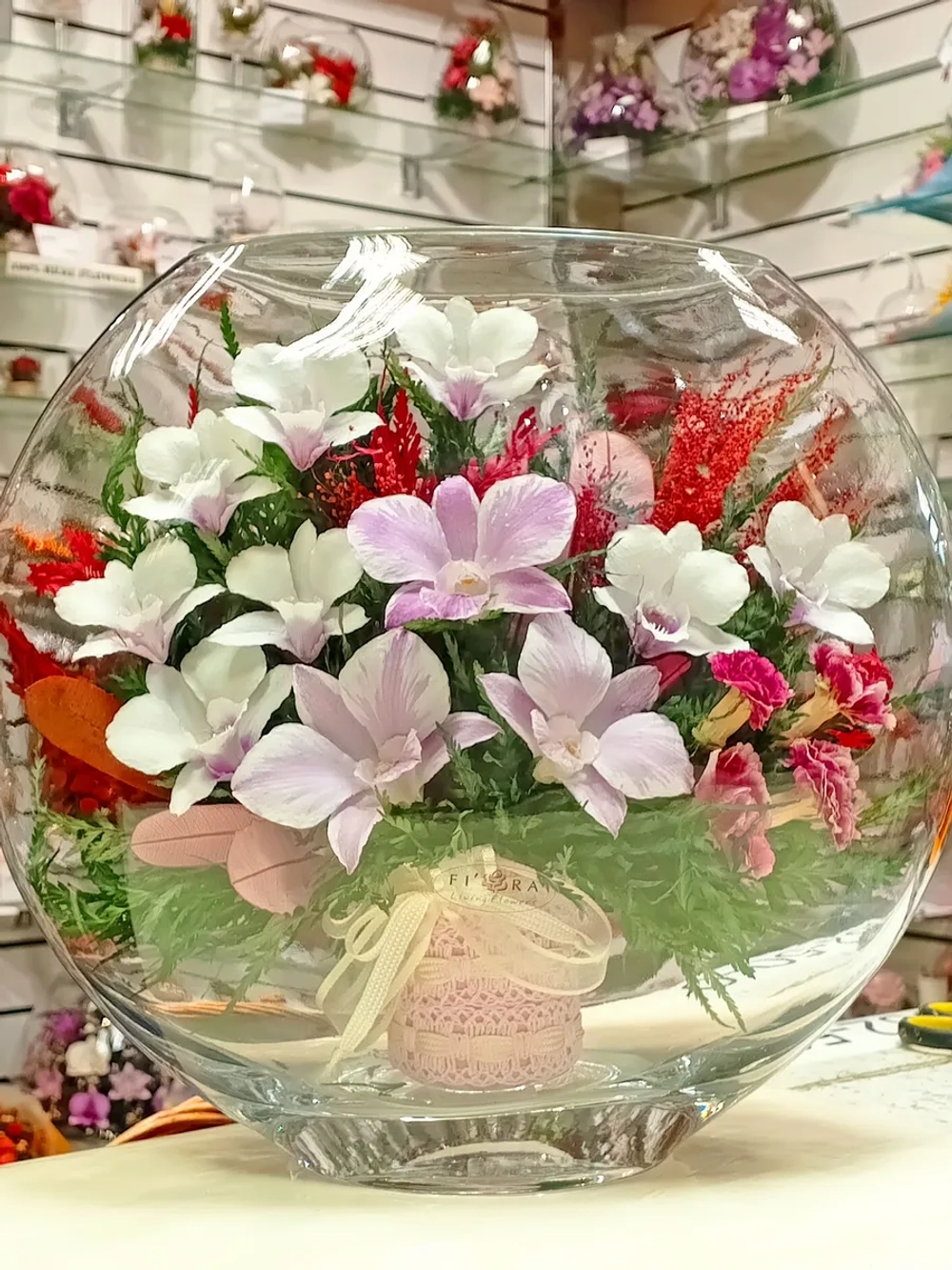 натуральные цветы в стекле, вакуум