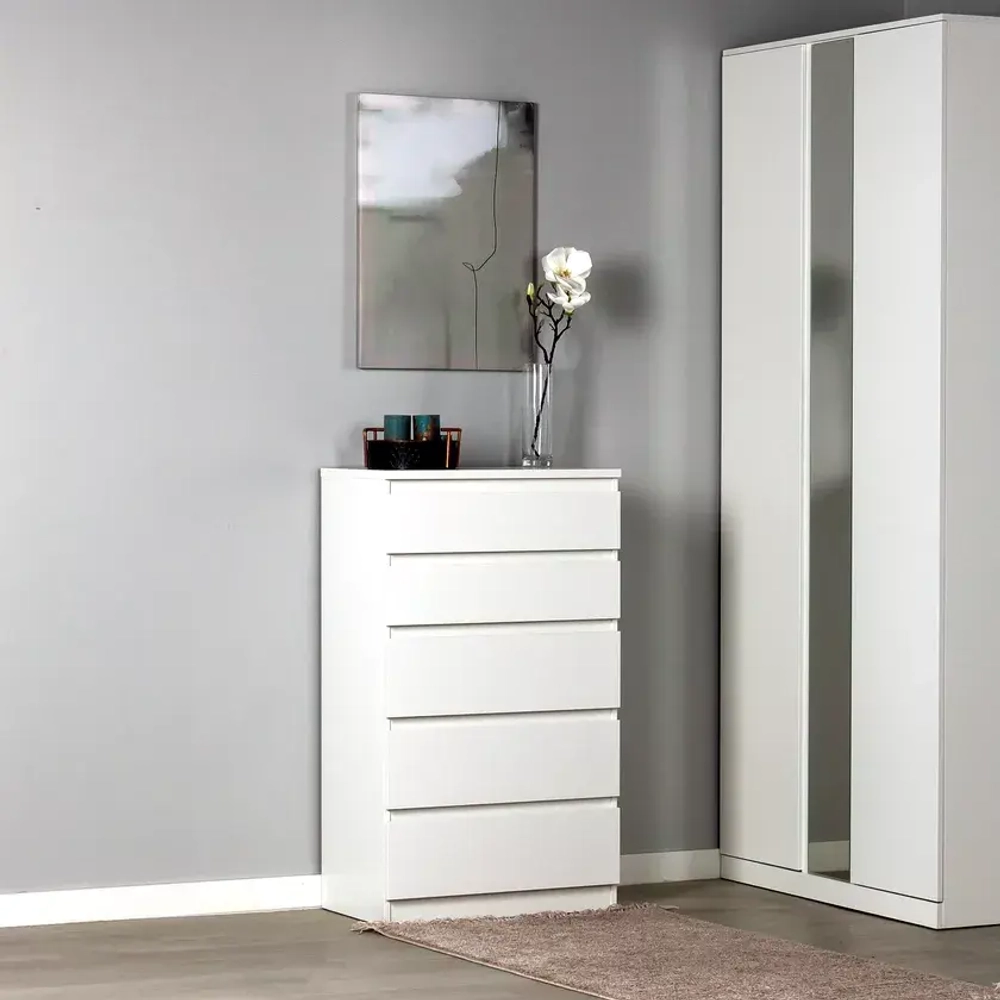 КАСТОР комод с 5 ящиками белый 65*40*111