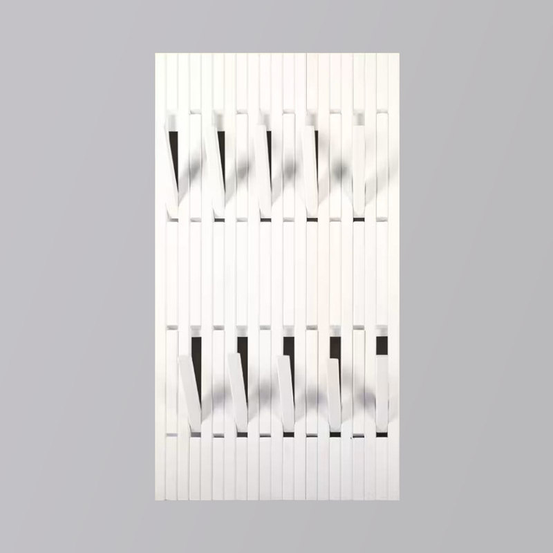 Вешалка настенная, 63х120, Пиафорте, со складными крючками, для одежды, в прихожую, белый / массив дерева, Dipriz