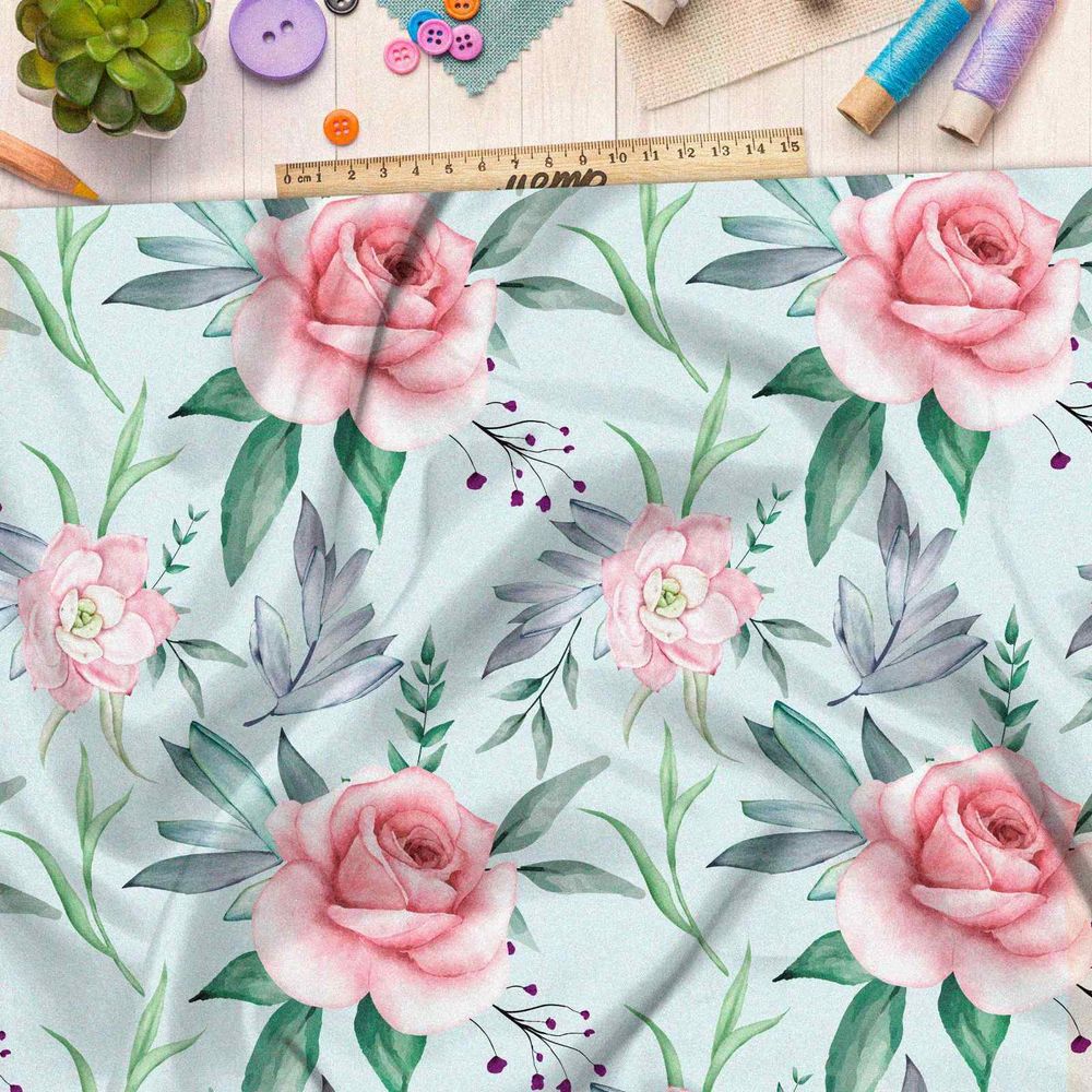 Ткань бязь утонченные розы