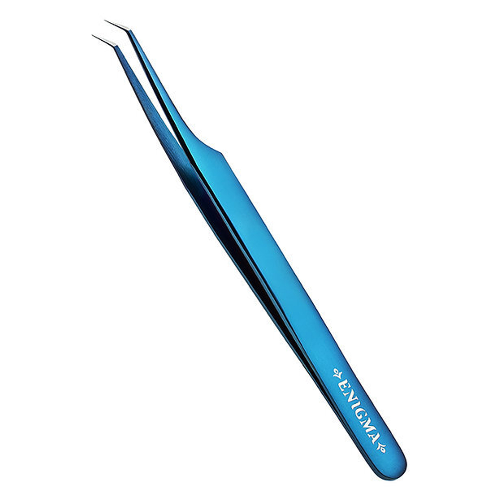 Пинцет Мини L-45 Enigma (Blue mettalic, синий) с ручной заточкой extra-sharp