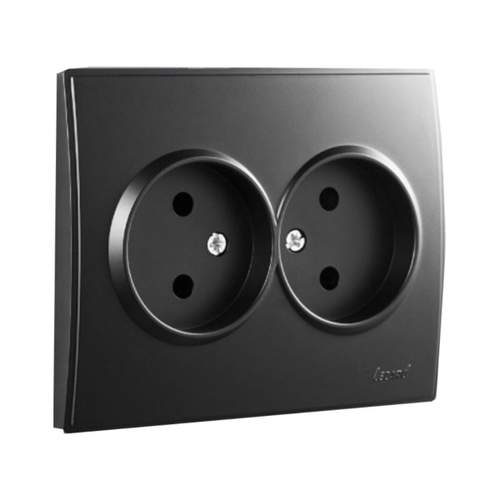 LESYA 705 4242 128В Розетка двойная б/з бакалит черн. матовый