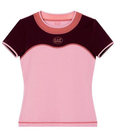 Женская теннисная футболка EA7 Tennis Pro Freestyle - dusky orchid/bordeaux