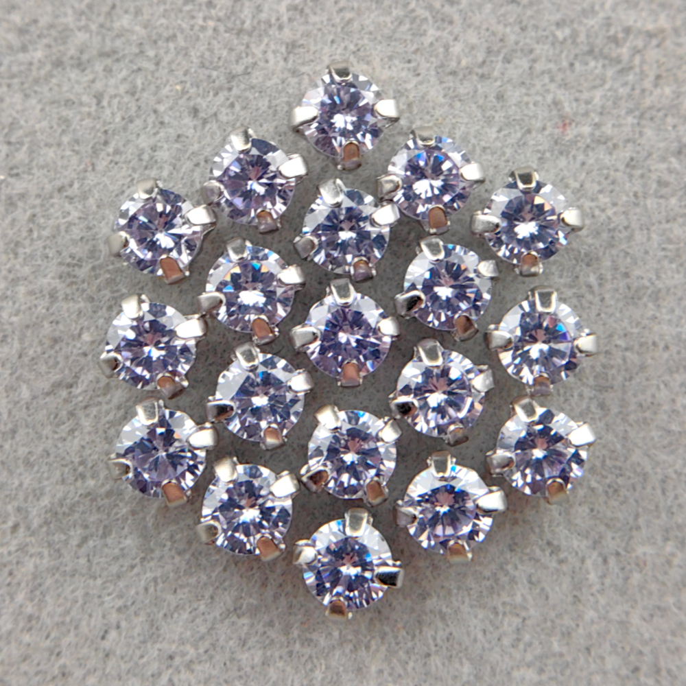 Фианиты шатоны в оправах, Lavender / Platinum