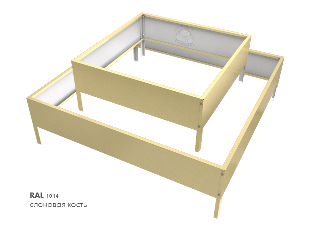 Клумба квадратная оцинкованная 2 яруса RAL 1014 Слоновая кость
