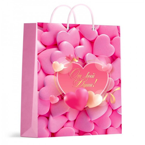 Пакет подарочный 23*18*3 см матовый От всей души (PM-123159-HRT)