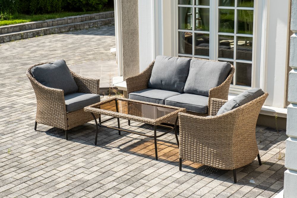 "Овьедо" лаунж-зона из искусственного ротанга на 4 персоны, цвет соломенный