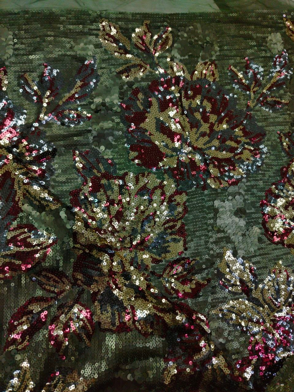 Пайетка на сетке хаки