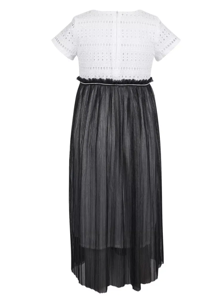 Комбинированное платье с кружевом REMIX