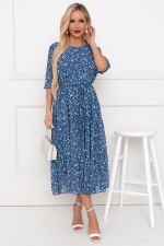 Платье Хелен (темно-голубой/принт) Р11-1075/14 Nikol (Акция)