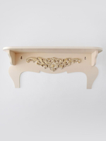 Полка  "Комодик" серая с лепниной и белой патиной, 50х15см.