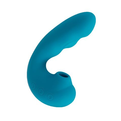 Голубой вибратор Tara с вакуумной стимуляцией и функцией постукивания (Цвет: голубой)