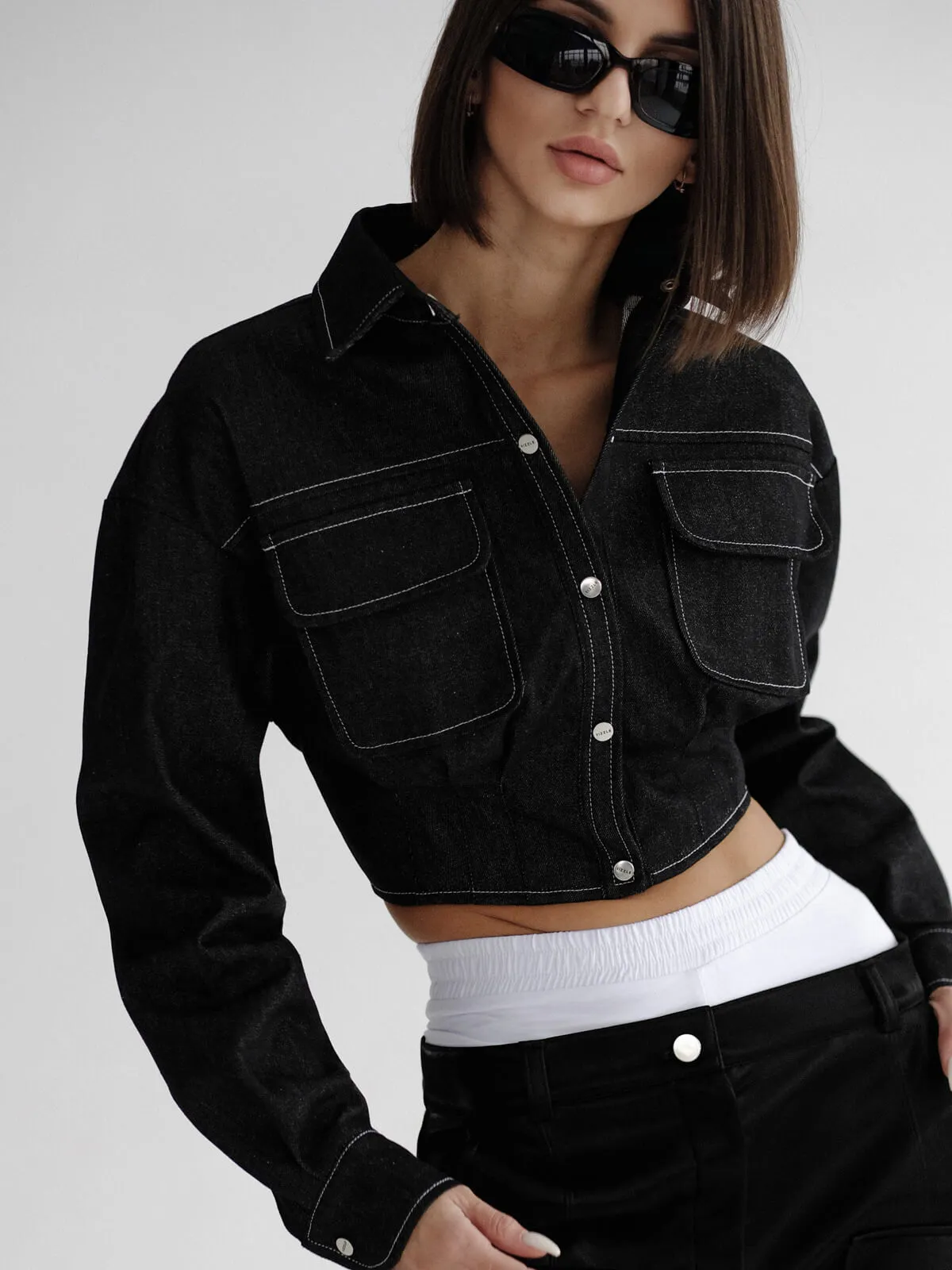 Укороченная рубашка-корсет Gigi Black