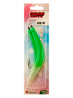 Крючок HIGASHI оснащенный кембриком Gummi Makk #4/0 (set-3pcs) #04 Green; 3 шт