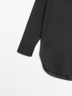 Massimo Dutti Рубашка оверсайз из смесового хлопка, антрацитово-серый