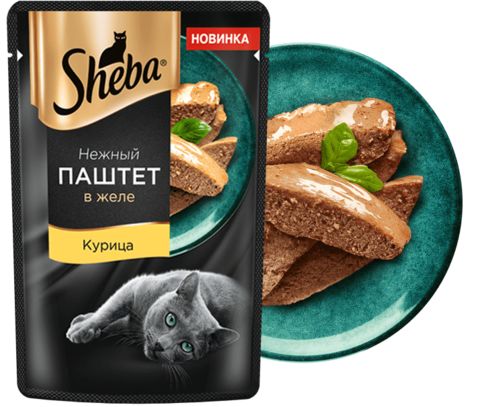 Sheba пауч для взрослых кошек паштет (курица) 75г
