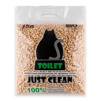 Наполнитель кошачий для туалета древесный 15 л JUST CLEAN