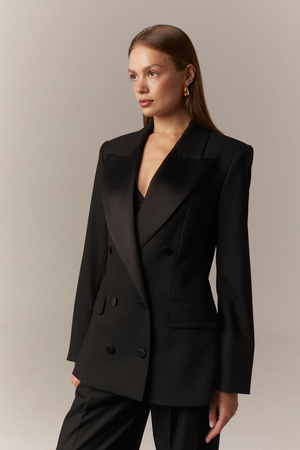 Пиджак смокинг двубортный черный