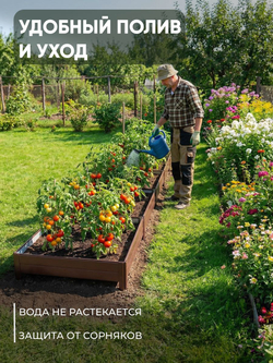 Грядка Ивановская 1х4 метра, борт 20см Серый (RAL 7004), (сборка: саморезы)