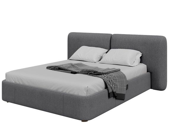 Кровать двуспальная Hub Soft 160 см (серый, твид)