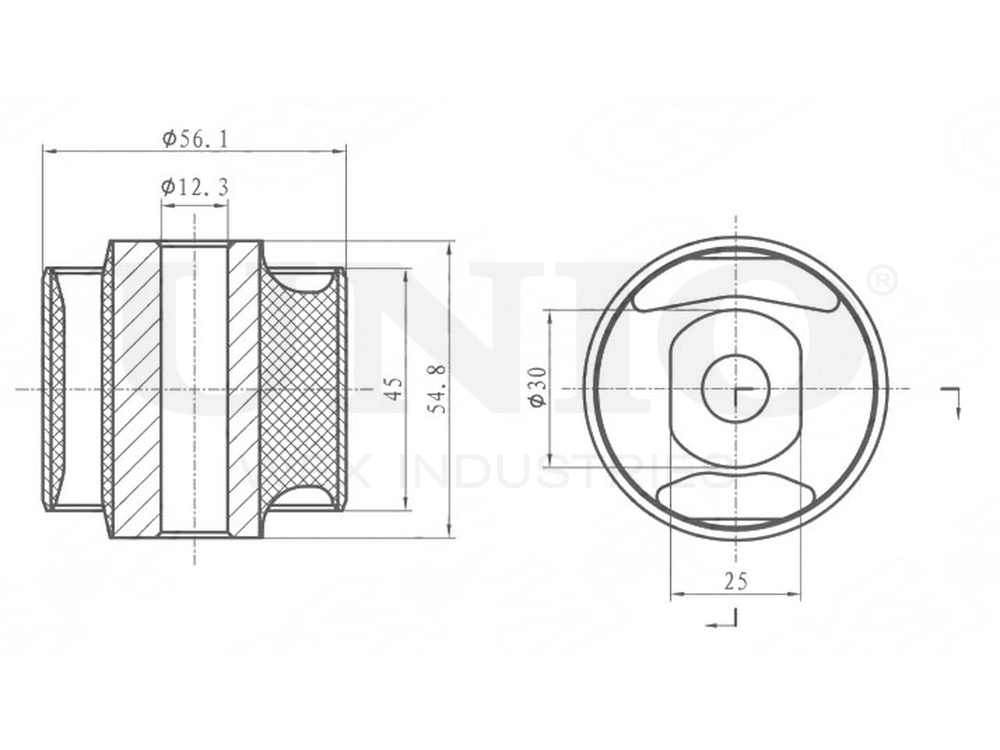 Сайлентблок задний заднего дифференциала UNIO RMP-20306