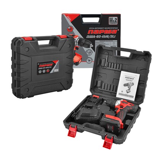 Аккумуляторный шуруповерт "ПАРМА" ДША-02-1516/2Li