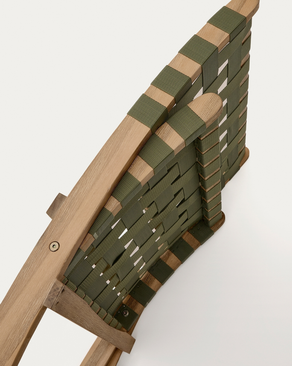 Складное кресло Chabeli из массива акации и шнура зеленого цвета